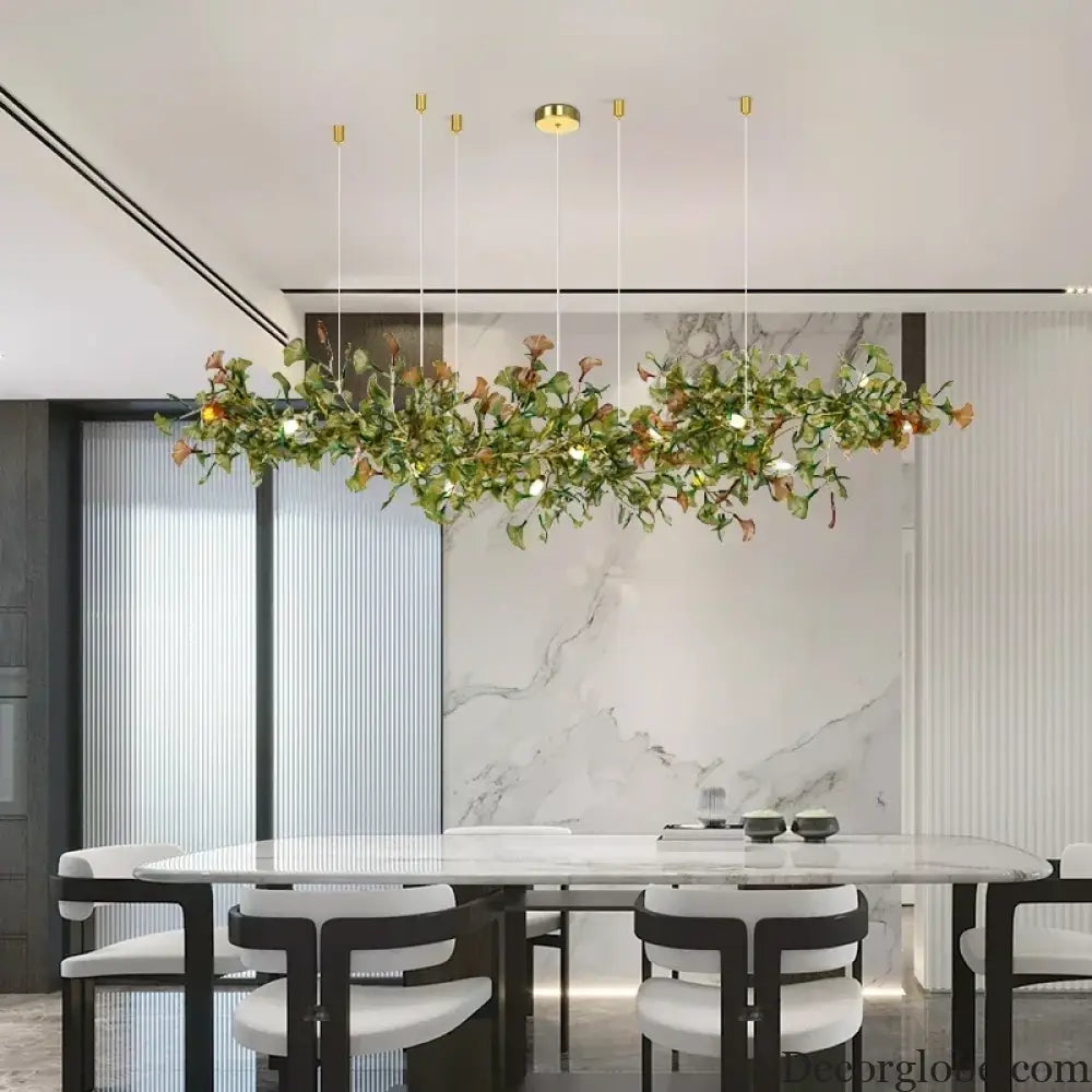 Luxury Ginkgo Leaf Glass Branch Chandelier Chandelier