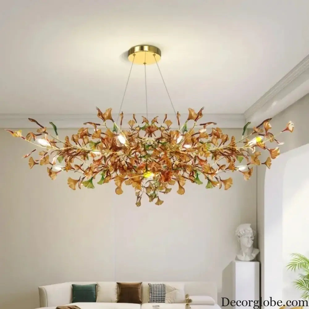 Luxury Ginkgo Leaf Glass Branch Chandelier Chandelier