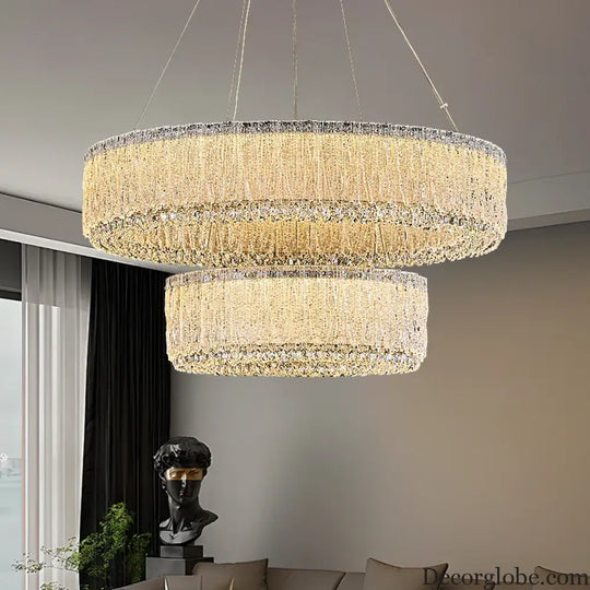 Luxury Gold Crystal Pendant Lamp for Living and Dining Room Chandelier