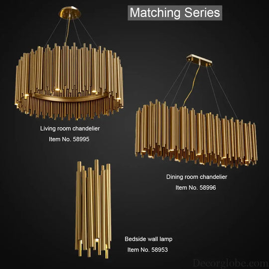 Luxury Gold LED Chandelier for Living Room - Round Hanging Lamp with Modern Creative Design - DecorGlobe