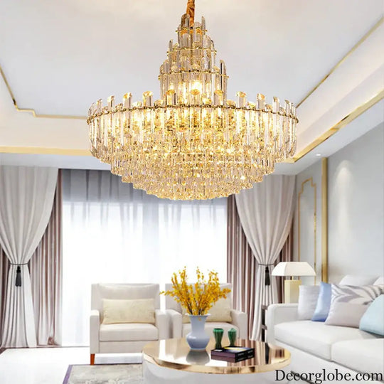 Luxury Gold LED Crystal Pendant Lights - Artistic Ceiling Decor for Maison-Inspired Living Spaces - DecorGlobe