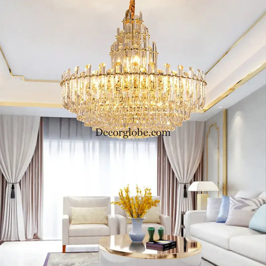 Luxury Gold LED Crystal Pendant Lights - Artistic Ceiling Decor for Maison-Inspired Living Spaces - DecorGlobe