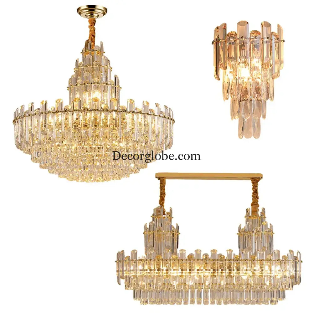Luxury Gold LED Crystal Pendant Lights - Artistic Ceiling Decor for Maison-Inspired Living Spaces - DecorGlobe