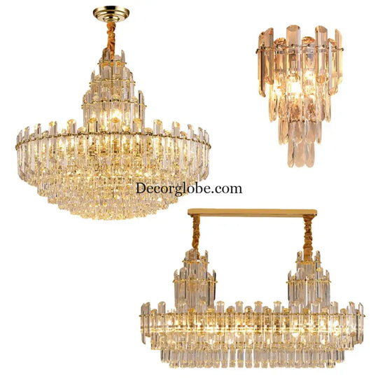 Luxury Gold LED Crystal Pendant Lights - Artistic Ceiling Decor for Maison-Inspired Living Spaces - DecorGlobe