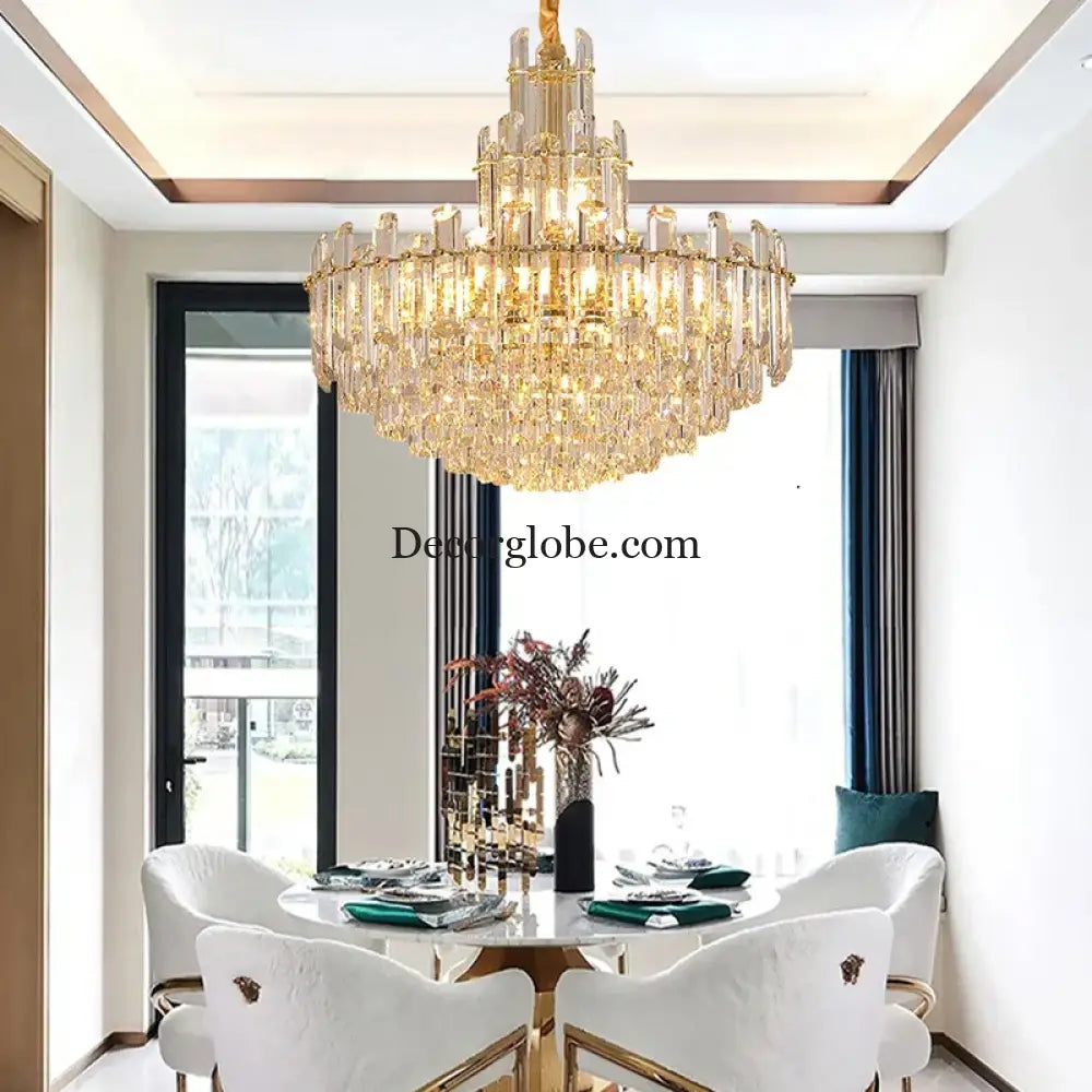 Luxury Gold LED Crystal Pendant Lights - Artistic Ceiling Decor for Maison-Inspired Living Spaces - DecorGlobe