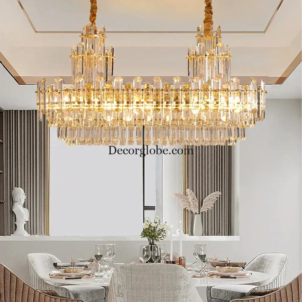Luxury Gold LED Crystal Pendant Lights - Artistic Ceiling Decor for Maison-Inspired Living Spaces - DecorGlobe