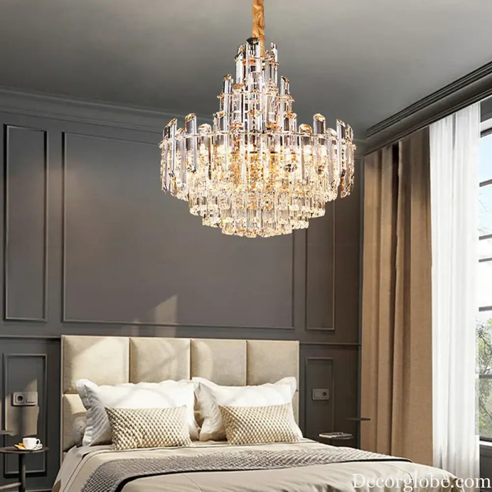 Luxury Gold LED Crystal Pendant Lights - Artistic Ceiling Decor for Maison-Inspired Living Spaces - DecorGlobe