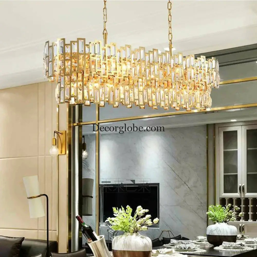 Luxury Golden Crystal LED Ceiling Lamp - Modern Round Ceiling Chandelier for Dining and Living Rooms - DecorGlobe
