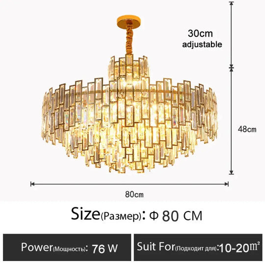 Luxury Golden Crystal LED Ceiling Lamp - Modern Round Ceiling Chandelier for Dining and Living Rooms - DecorGlobe