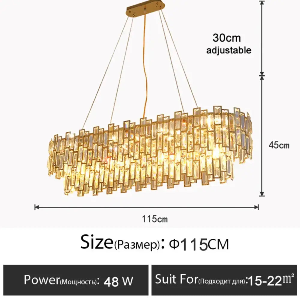 Luxury Golden Crystal LED Ceiling Lamp - Modern Round Ceiling Chandelier for Dining and Living Rooms - DecorGlobe