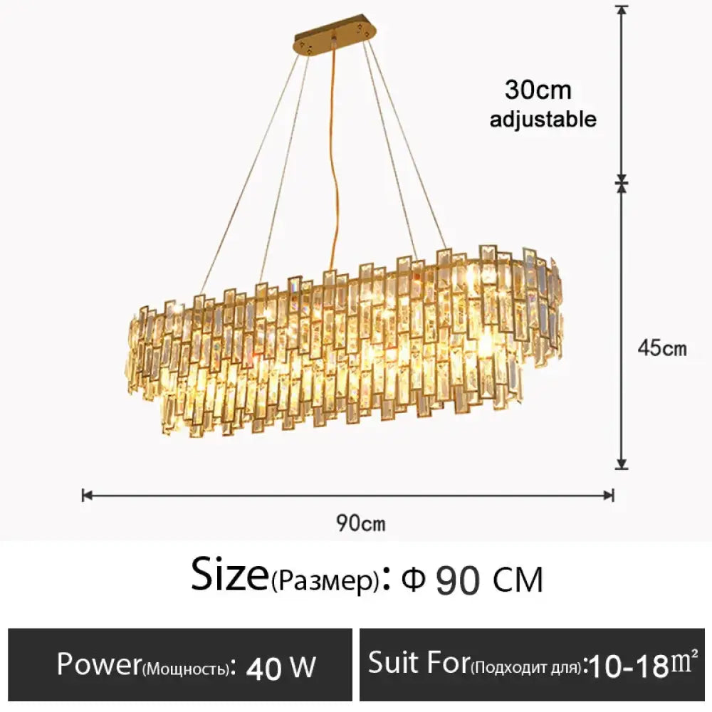 Luxury Golden Crystal LED Ceiling Lamp - Modern Round Ceiling Chandelier for Dining and Living Rooms - DecorGlobe