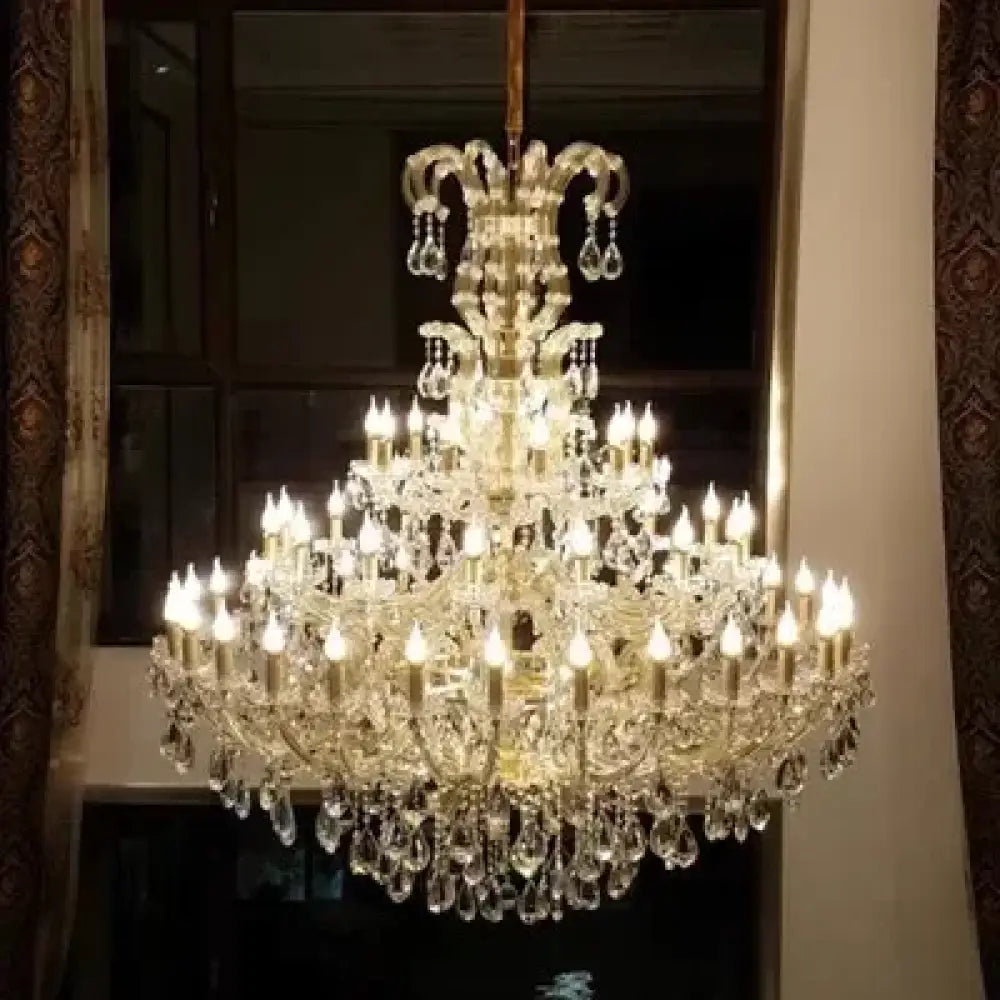Luxury Large Crystal Candle Chandelier for Lobby and Villa Lighting 3 layers D150 X180cm / Warm light Chandelier