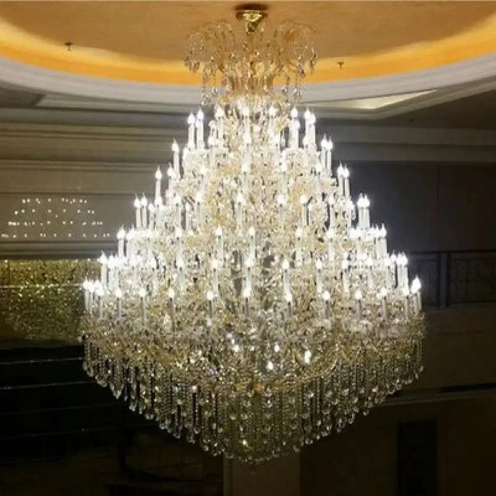 Luxury Large Crystal Candle Chandelier for Lobby and Villa Lighting 7 layers D200 X270cm / Warm light Chandelier