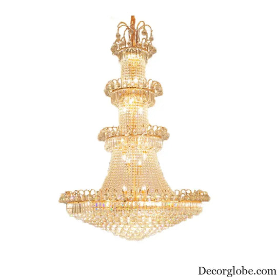 Luxury Large Gold Crystal Pendant Chandelier for High Ceiling Spaces Chandelier