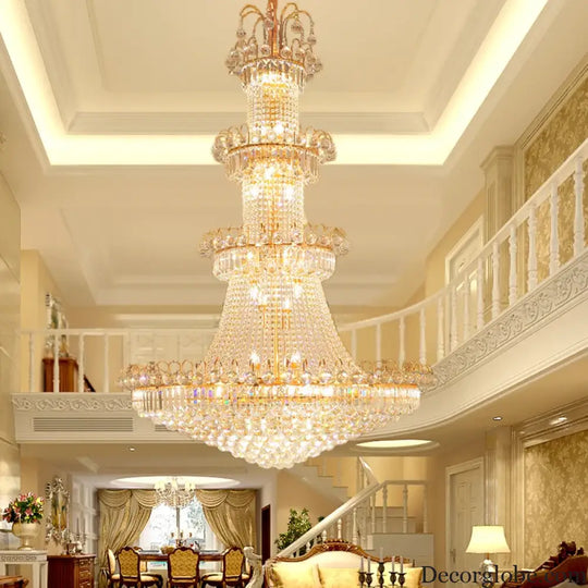 Luxury Large Gold Crystal Pendant Chandelier for High Ceiling Spaces Chandelier