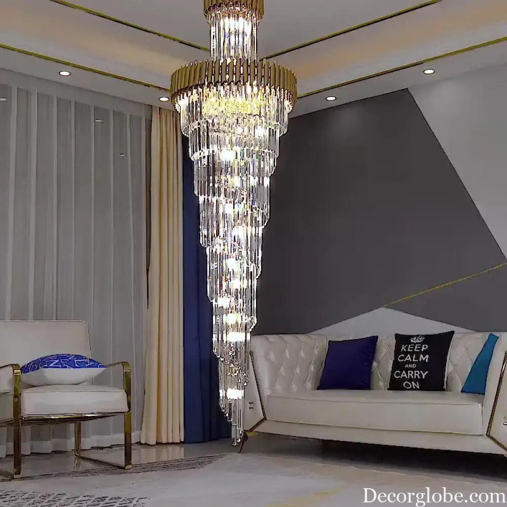 Luxury Modern Crystal Chandelier - Opulent Illumination for Long Lofts, Villa Lobbies, and Chic Living Spaces - DecorGlobe