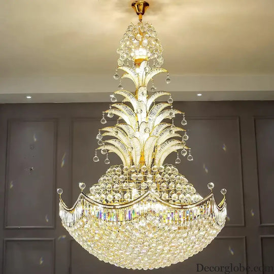 Lydia Villa Crystal Chandelier with LED Chain Pendant Modern Staircase Light Chandelier