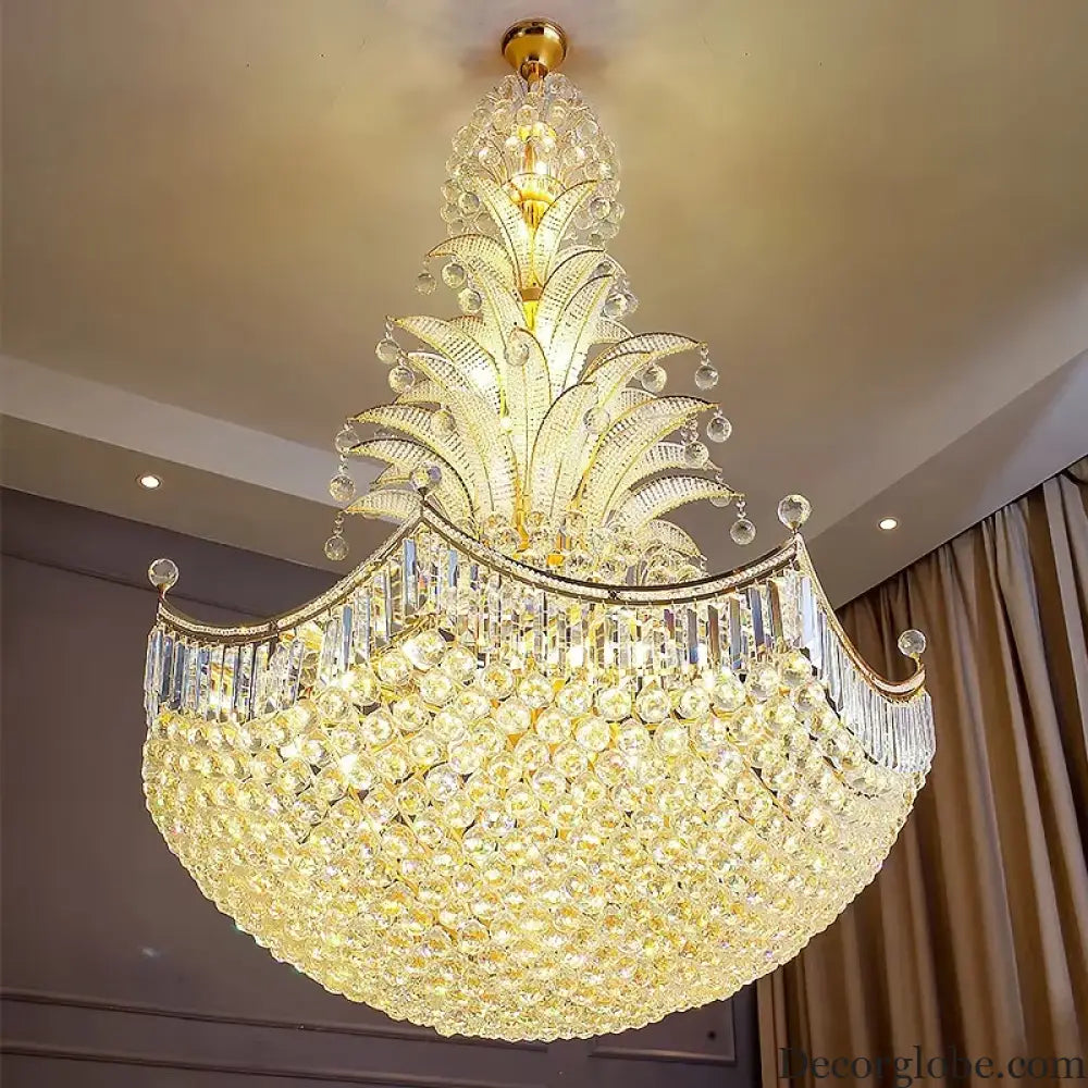 Lydia Villa Crystal Chandelier with LED Chain Pendant Modern Staircase Light Chandelier