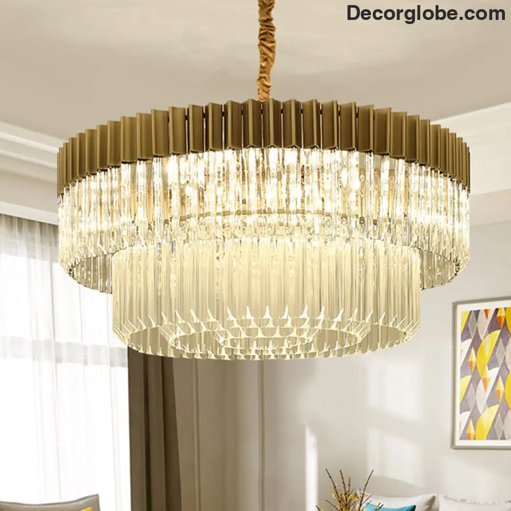 Lyric Modern 2-Tier Crystal Chandelier: Light Up Your Home with Elegance - DecorGlobe