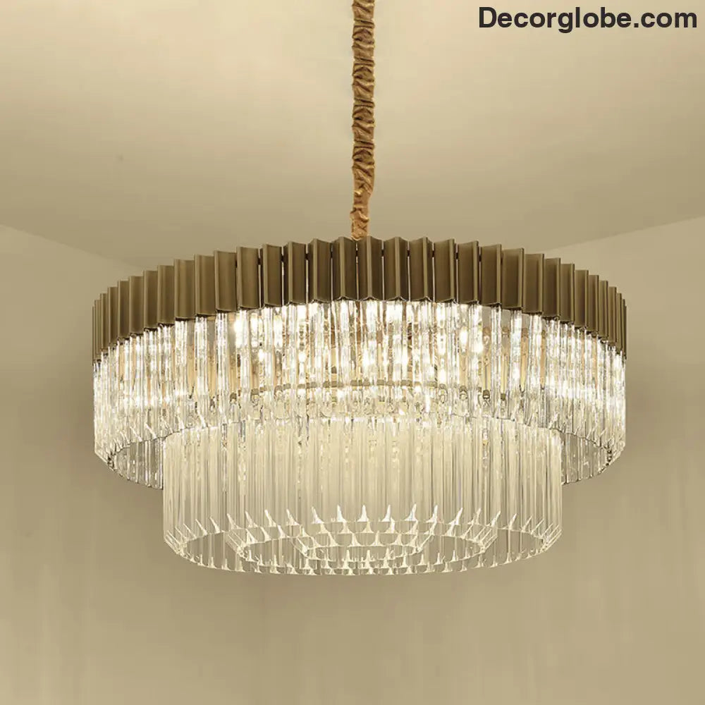 Lyric Modern 2-Tier Crystal Chandelier: Light Up Your Home with Elegance - DecorGlobe