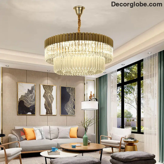 Lyric Modern 2-Tier Crystal Chandelier: Light Up Your Home with Elegance - DecorGlobe