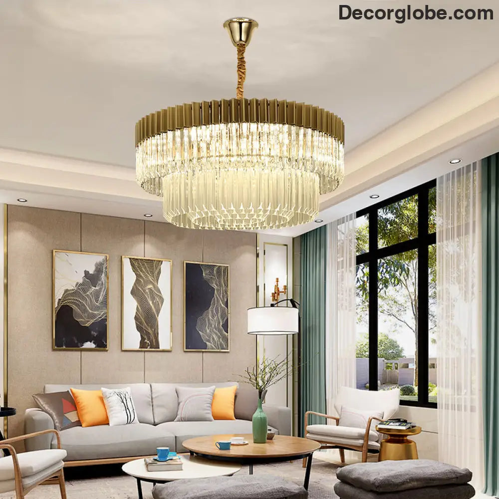 Lyric Modern 2-Tier Crystal Chandelier: Light Up Your Home with Elegance - DecorGlobe