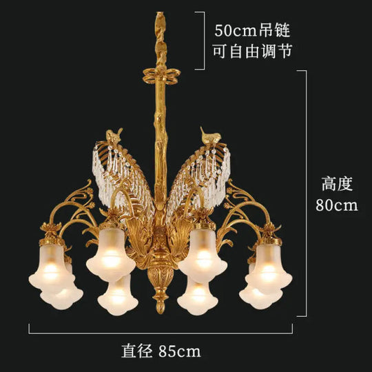 European-style copper Villa duplex building chandelier luxury French dewaxing copper lamp hotel engineering crystal