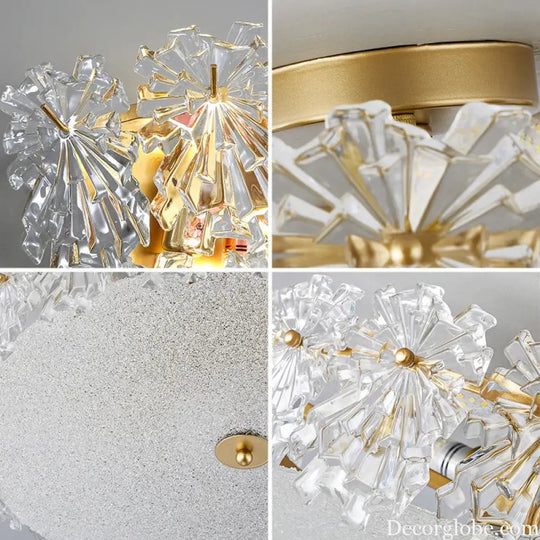 Modern Minimalist Luxury Crystal Glass Maple Leaf Ceiling Lamp Chandelier Living Room Decoration Bedroom Led Indoor