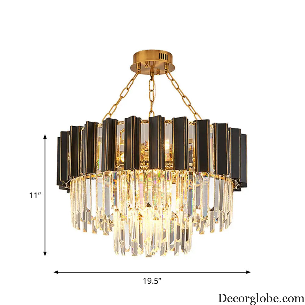 Maria Enchanting Ensemble: Modern Black Chandelier with Crystal Prisms - DecorGlobe