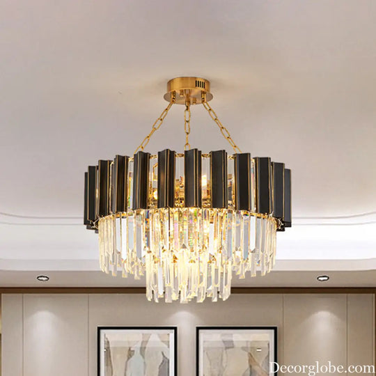 Maria Enchanting Ensemble: Modern Black Chandelier with Crystal Prisms - DecorGlobe