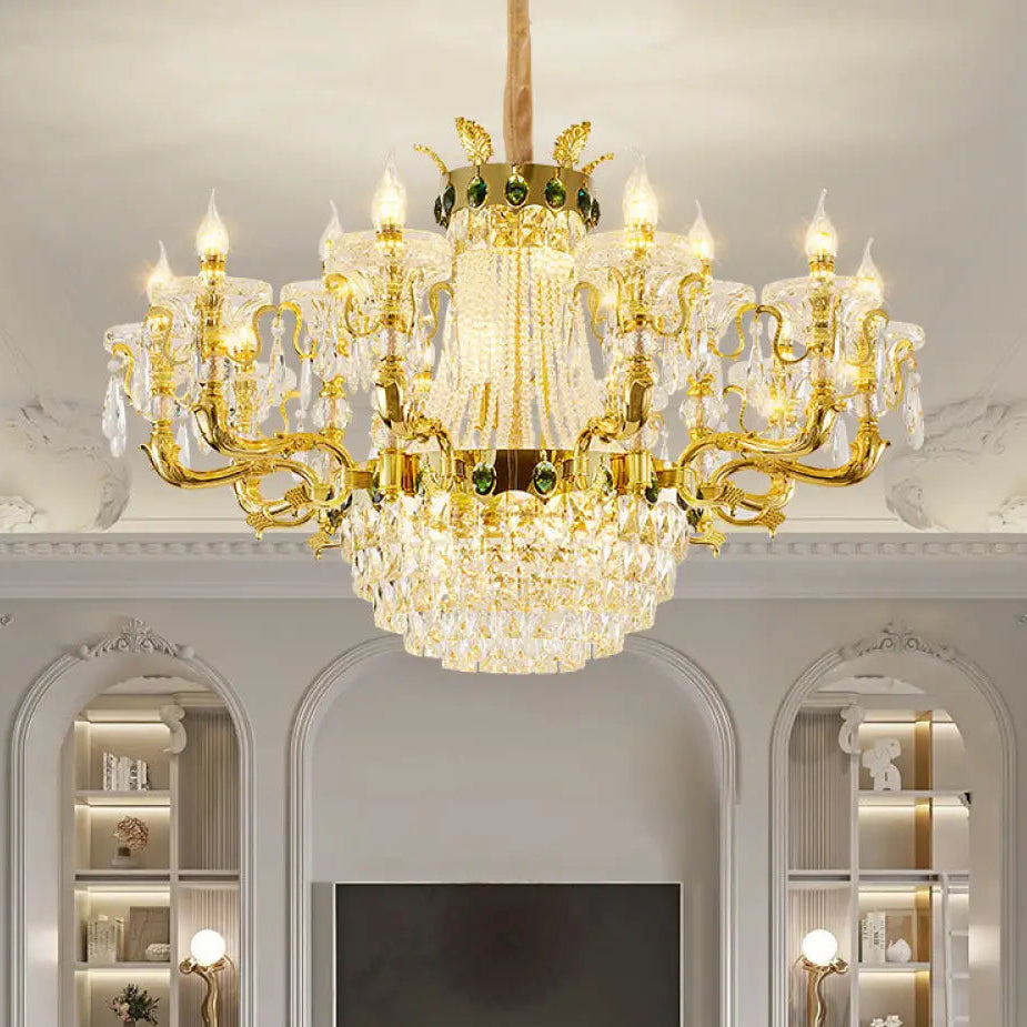 European Crystal Branch Chandelier for Villa Duplex