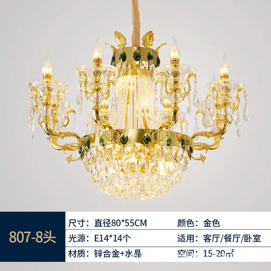 European Crystal Branch Chandelier for Villa Duplex 8 heads (diameter 80cm, height 55cm)