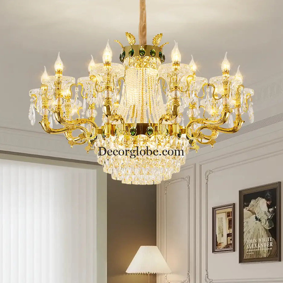 European Crystal Branch Chandelier for Villa Duplex