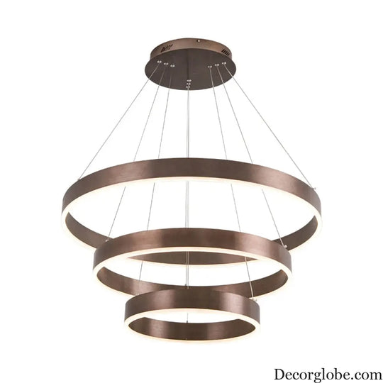 Minimalist Metal LED Chandelier: Circular Living Room Pendant Light (3 Heads) in Coffee/Gold