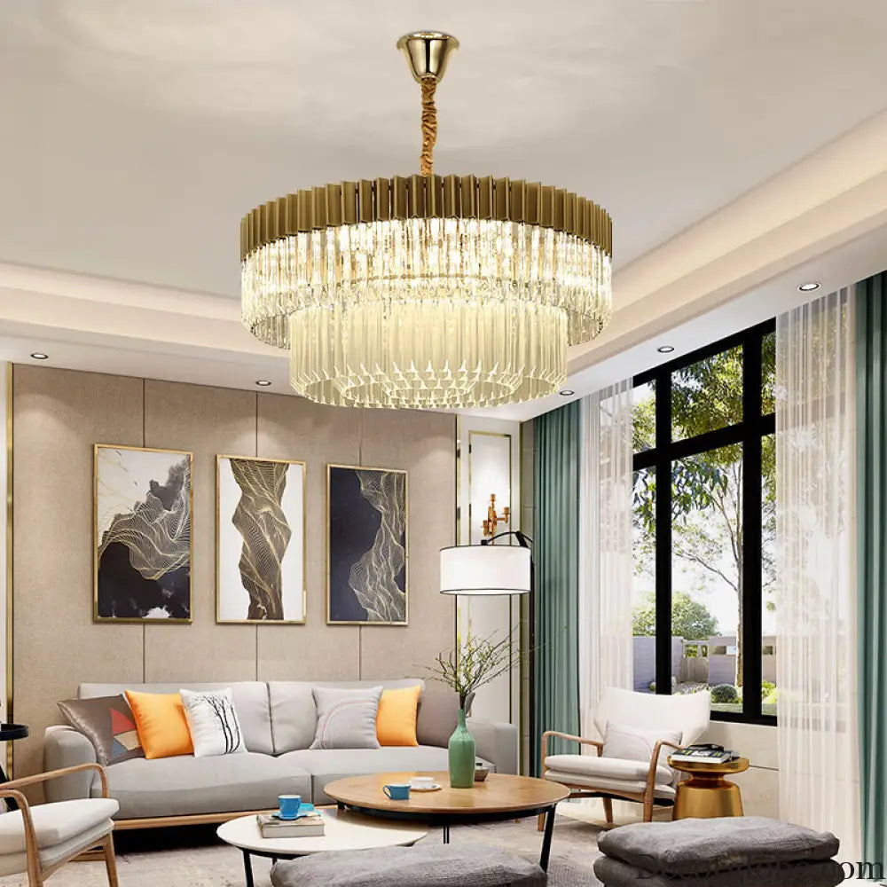 Lyric Modern 2-Tier Crystal Chandelier: Light Up Your Home with Elegance - DecorGlobe