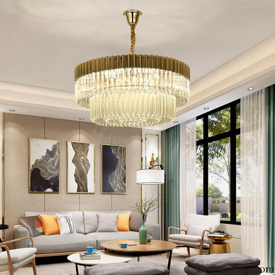 Lyric Modern 2-Tier Crystal Chandelier: Light Up Your Home with Elegance - DecorGlobe