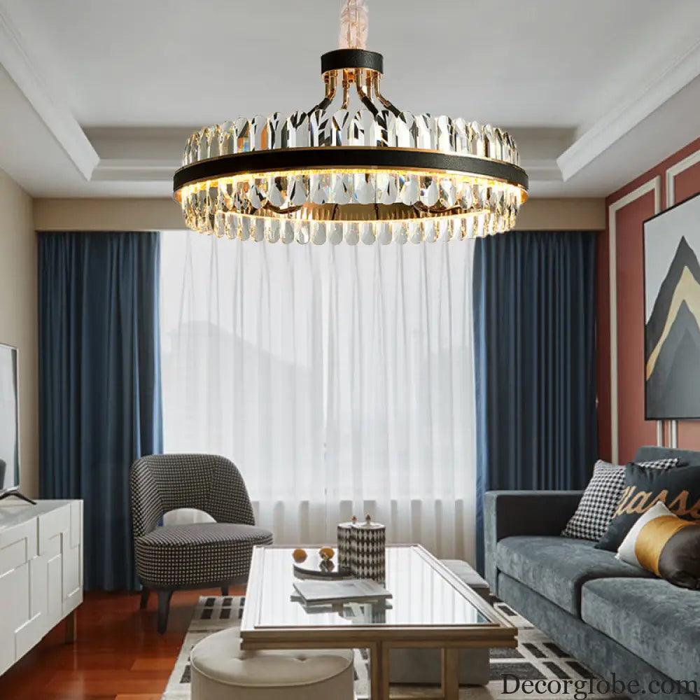 Luna's Modern Black Crystal Chandelier: Elegance and Simplicity - DecorGlobe