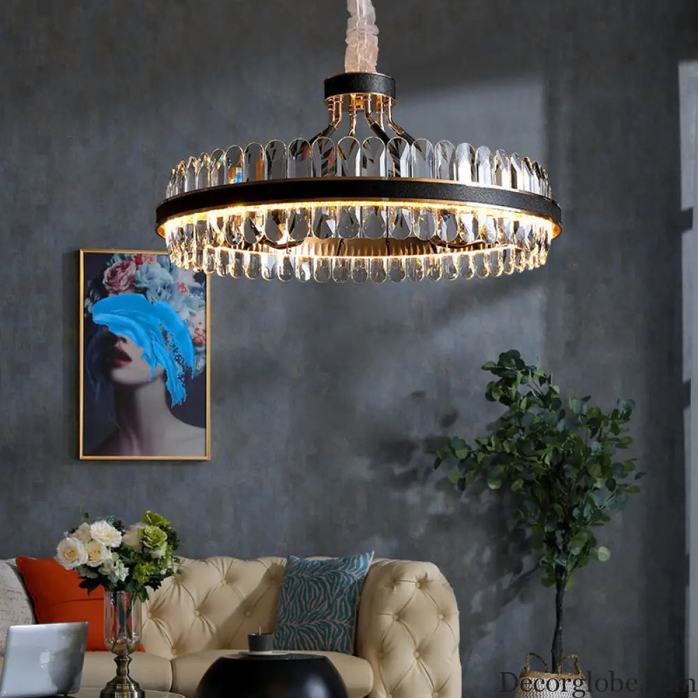 Luna's Modern Black Crystal Chandelier: Elegance and Simplicity - DecorGlobe