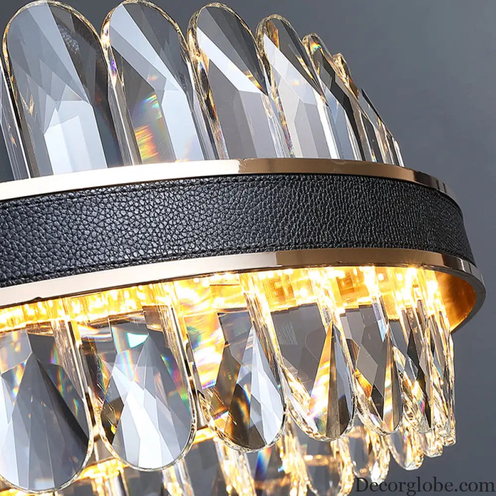 Luna's Modern Black Crystal Chandelier: Elegance and Simplicity - DecorGlobe