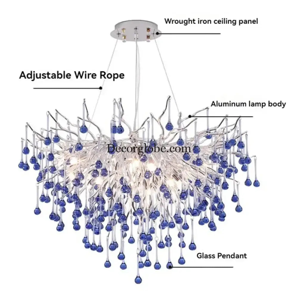 Modern Branch Chrome Crystal Chandelier – 8-Light Luxury Pendant Chandelier