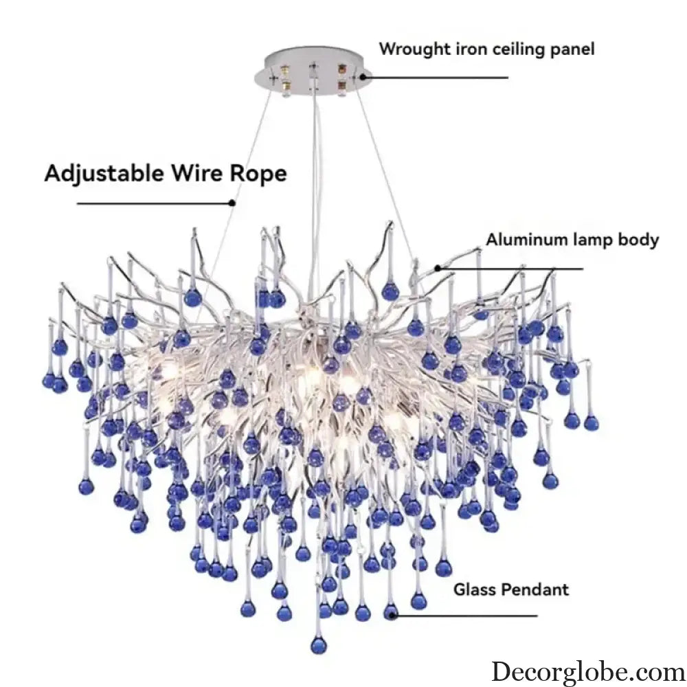 Modern Branch Chrome Crystal Chandelier – 8-Light Luxury Pendant Chandelier