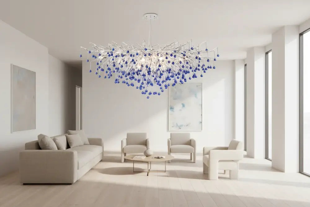 Modern Branch Chrome Crystal Chandelier – 8-Light Luxury Pendant Chandelier