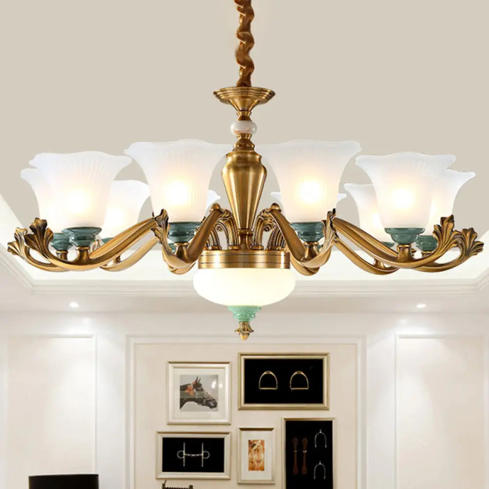 Sleek Opal Glass Pendant Chandelier with Brass Suspension - Perfect for Dining Rooms 12 / White