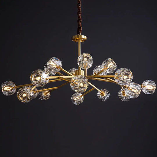 Modern Beveled Crystal Ball Chandelier - 6/15/18-Bulb Brass Living Room Lighting Fixture 18 / Brass