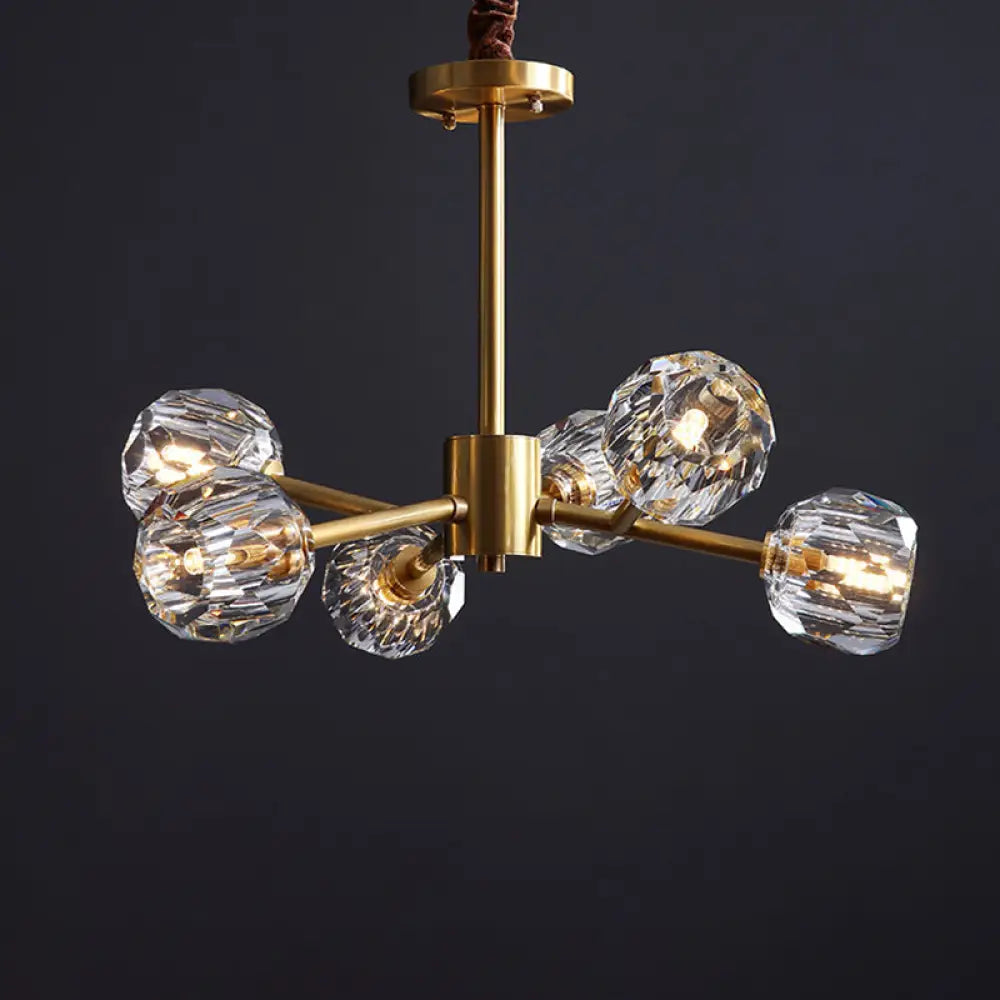 Modern Beveled Crystal Ball Chandelier - 6/15/18-Bulb Brass Living Room Lighting Fixture 6 / Brass