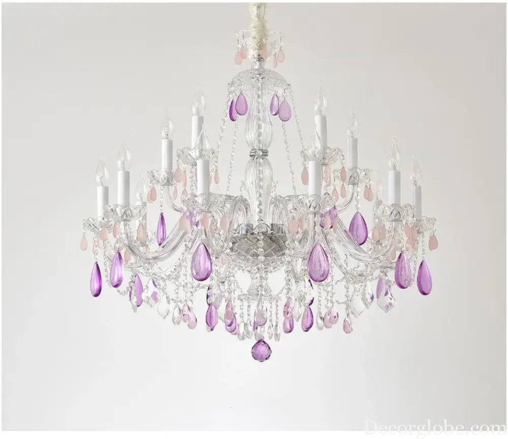 Modern Clear Purple Crystal Chandelier Lustre Crystal Chandelier Decora Candle 6arms Lustres De Cristal Chandelier AC