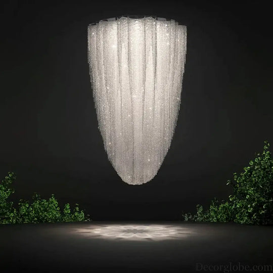 Modern Crystal Chandelier - Luxury Staircase Illumination with Chrome Accents and LED Elegance - DecorGlobe