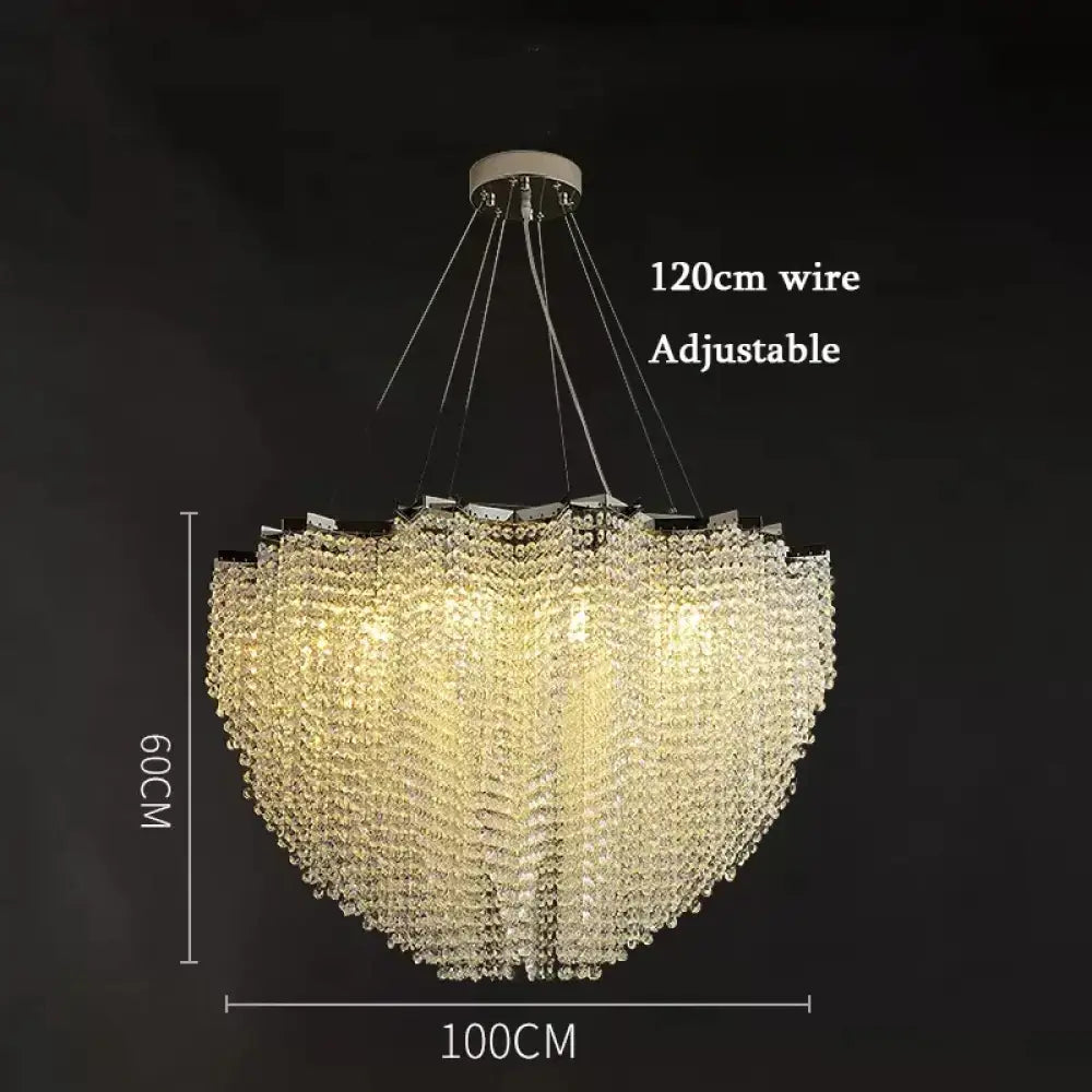 Modern Crystal Chandelier - Luxury Staircase Illumination with Chrome Accents and LED Elegance - DecorGlobe