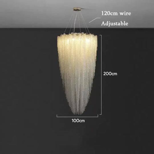 Modern Crystal Chandelier - Luxury Staircase Illumination with Chrome Accents and LED Elegance - DecorGlobe