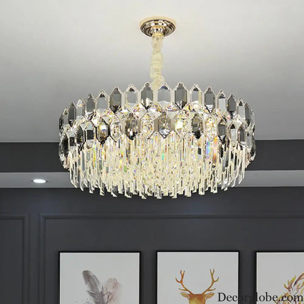 Gabriela Modern Crystal Chandelier - Smoke Grey Tiered Pendant (Multiple Sizes) - DecorGlobe